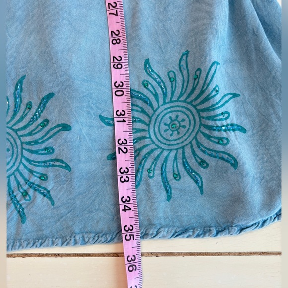 Raya Sun Sundress Women's Size Medium Teal Rhinestone Embellished Coastal Pool - Picture 11 of 12